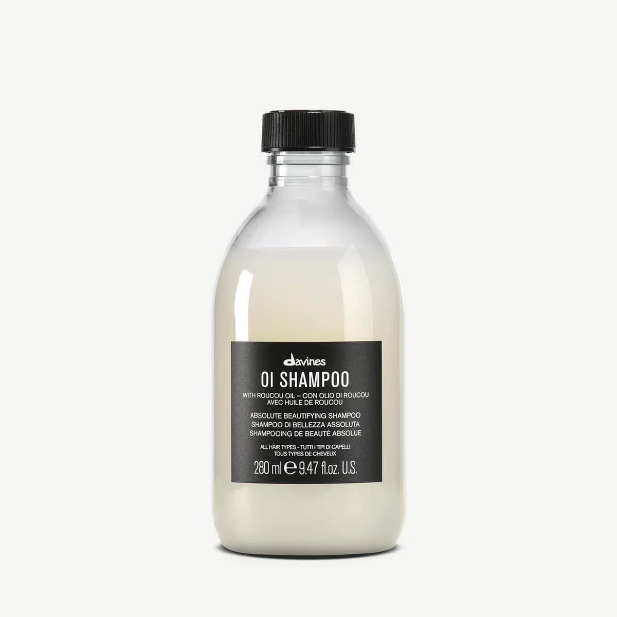 Davines OI Shampoo 280ml – lightweight, nourishing shampoo with Roucou oil, available at Michael Todd Hairdressing in East Grinstead.
