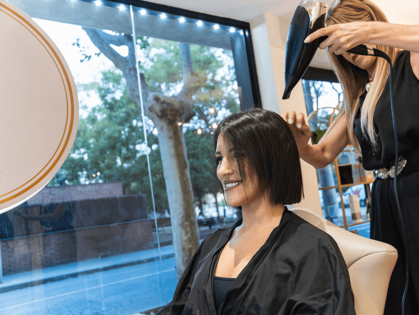 Client enjoying a haircut and blow dry at Michael Todd Hairdressing salon in East Grinstead